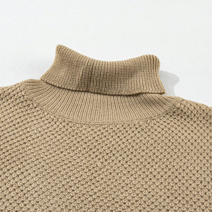 Solid Color Turtleneck Short Sleeve Sweater