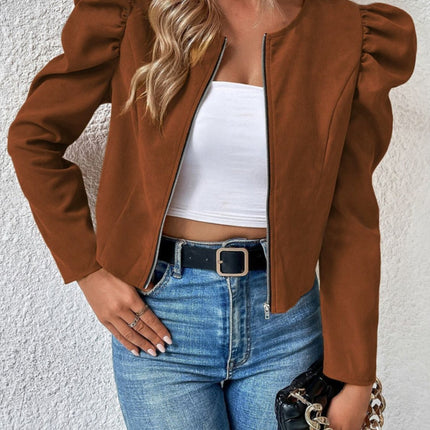 Zip Up Puff Sleeve Jacket