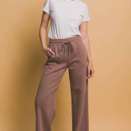 Love Tree Drawstring Wide Leg Sweatpants with Pockets