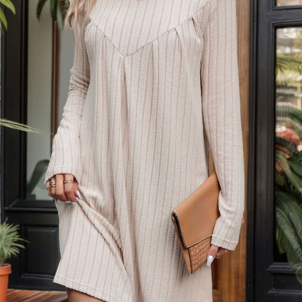 Round Neck Long Sleeve Mini Dress - Vickie Lynn's
