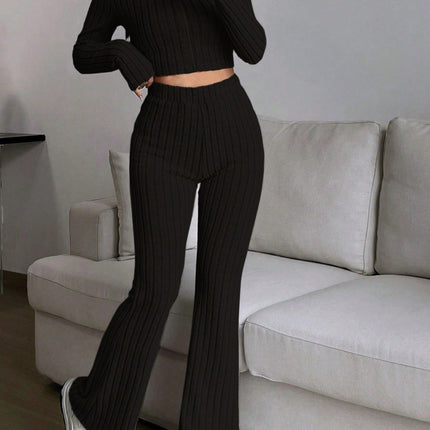 Zip Up Long Sleeve Top and Pants Set