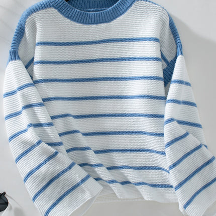 Striped Round Neck Long Sleeve Sweater