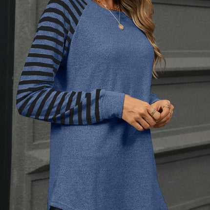 Striped Round Neck Long Sleeve T-Shirt