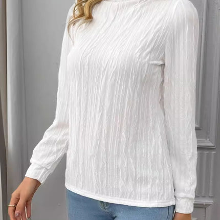 Texture Mock Neck Long Sleeve Top