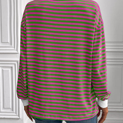 Ivy Lane Striped Round Neck Long Sleeve Sweatshirt