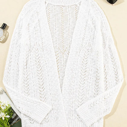 Openwork Open Front Long Sleeve Cardigan - Vickie Lynn's
