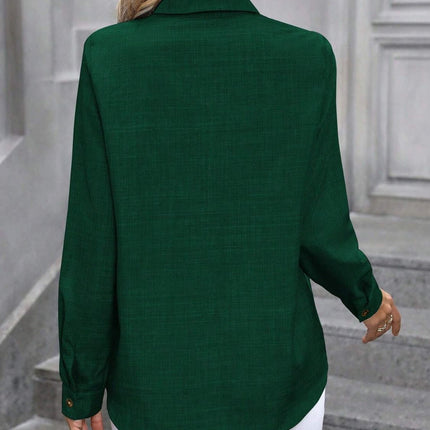 Button Up Collared Neck Long Sleeve Shirt