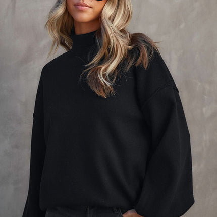 Mock Neck Dropped Shoulder Sweater