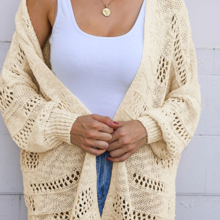 Openwork Open Front Long Sleeve Cardigan