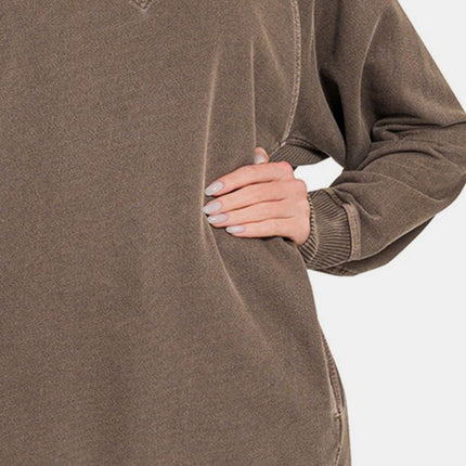 Zenana Round Neck Long Sleeve Sweatshirt