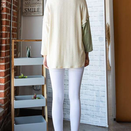 Culture Code Color Block Round Neck Dropped Shoulder Blouse