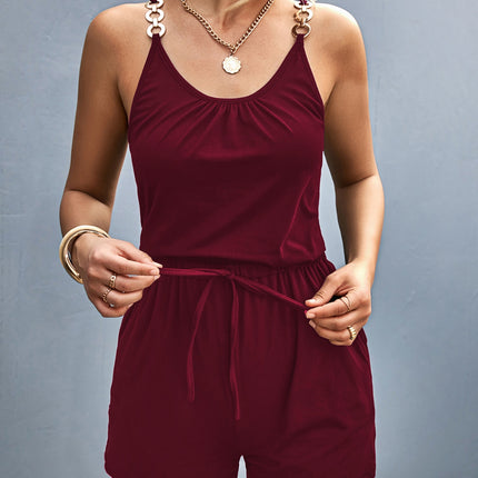 Scoop Neck Romper with Pockets