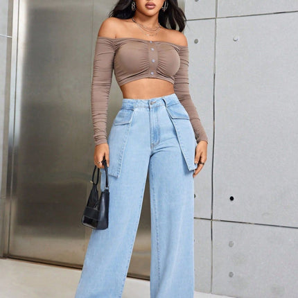 Wide Leg Jeans with Pockets