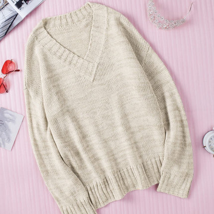 V-Neck Dropped Shoulder Sweater