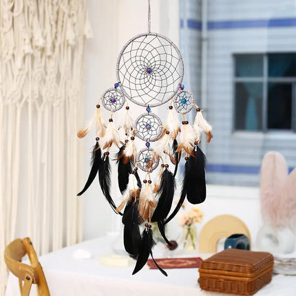 2023 New Dream catchers Retro 5 Ring Dream Catchers Home Decoration Indians Natural Stone Tree of Life Dreamcatcher Wall Hanging