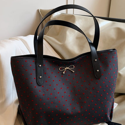 Polyester Bow Polka Dot Tote Bag