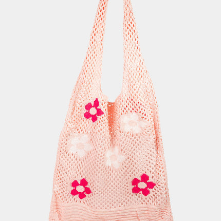 Fame Flower Pattern Knitted Tote Bag