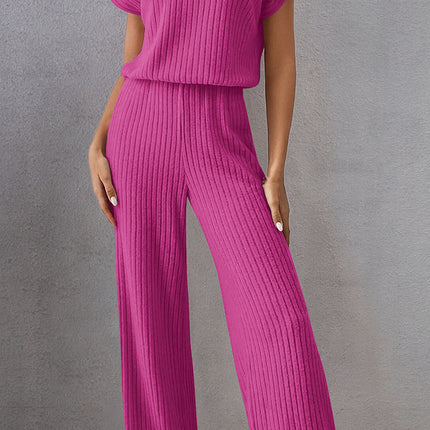 Round Neck Short Sleeve Jumpsuit