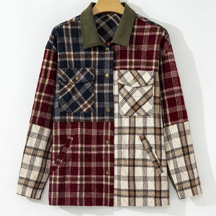 Plaid Button Up Long Sleeve Jacket