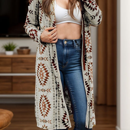 Geometric Open Front Long Sleeve Cover Up - Vickie Lynn's