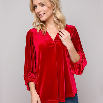 V-Neck Three-Quarter Sleeve Blouse