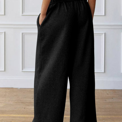 Drawstring Wide Leg Active Pants