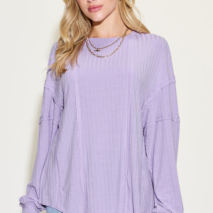 Basic Bae Full Size Ribbed Round Neck Long Sleeve T-Shirt