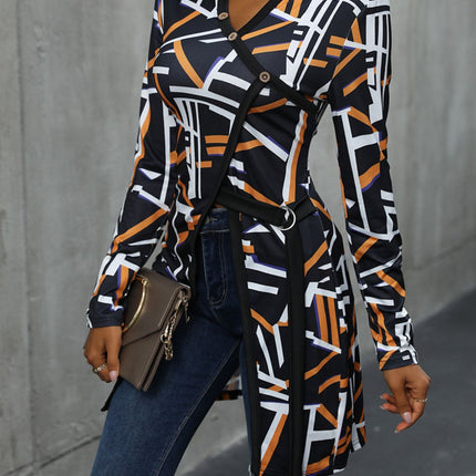 Geometric Surplice Long Sleeve T-Shirt