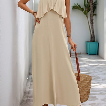 Perfee Tied Ruffled Scoop Neck Sleeveless Dress