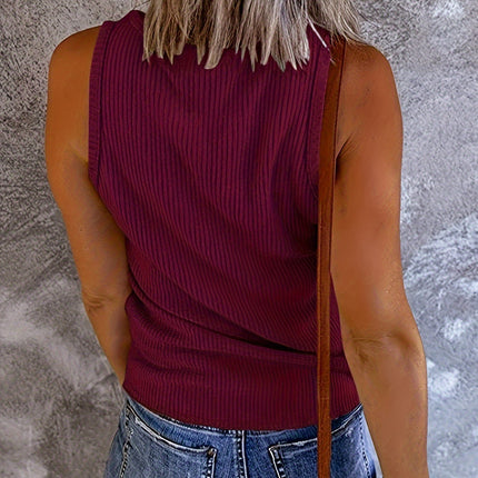 Ribbed V-Neck Wide Strap Tank