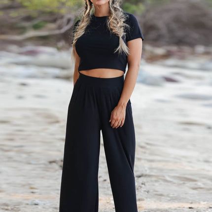 Short Sleeve T-Shirt and Wide Leg Pants Set