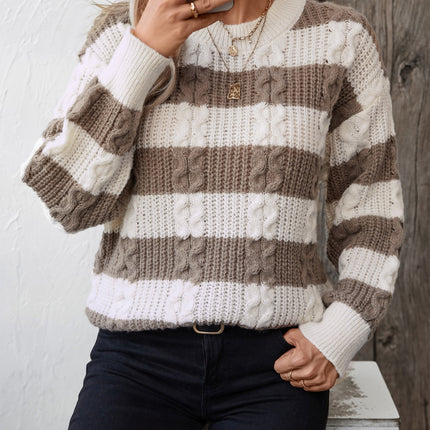 Striped Round Neck Long Sleeve Sweater