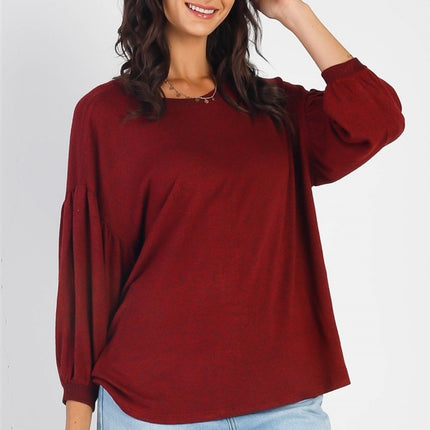 Cherish Apparel Drop Shoulder Puff Sleeve Top