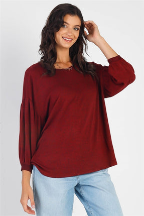 Cherish Apparel Drop Shoulder Puff Sleeve Top