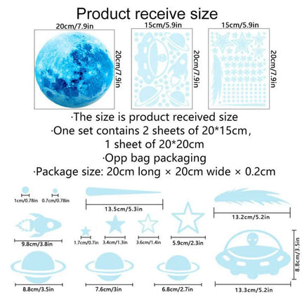 Blue Light Planet Meteor Luminous Wall Stickers Glow In The Dark Stars Stickers For Kids Rooms Bedroom Ceiling Home Decor Decals