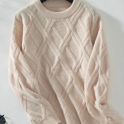 Plaid Texture Round Neck Sweater