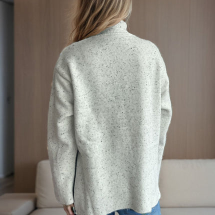 Side Slit Turtleneck Long Sleeve Sweater