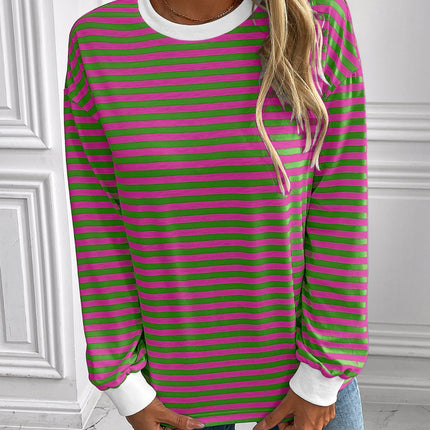 Ivy Lane Striped Round Neck Long Sleeve Sweatshirt