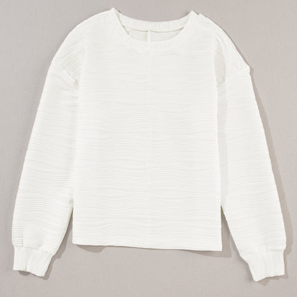 Texture Round Neck Long Sleeve Sweatshirt