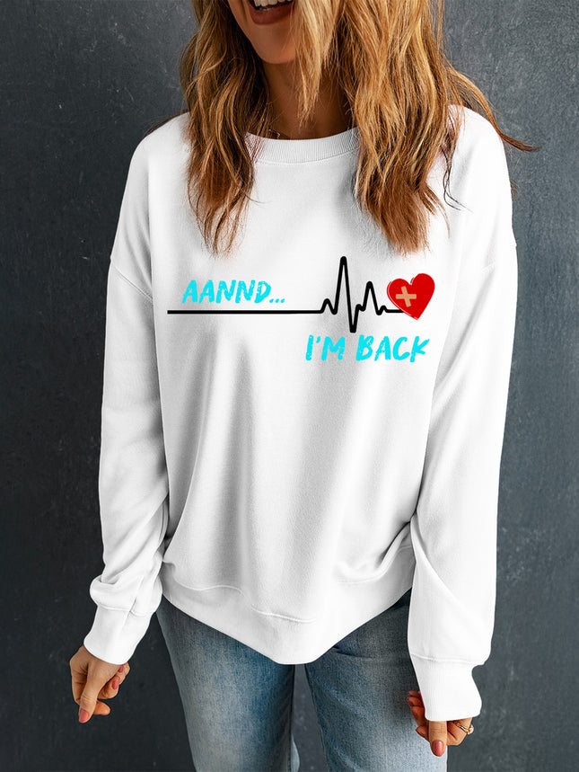 Graphic Round Neck Long Sleeve Sweatshirt - Vickie Lynn's