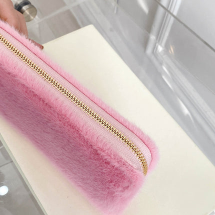 Solid Color Fluff Rectangle Wallet