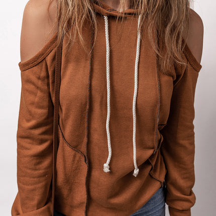 Cold Shoulder Long Sleeve Hoodie