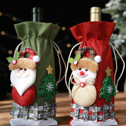 4-Pack Drawstring Christmas Wine Bottle Covers