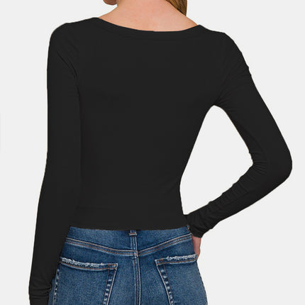 Zenana Scoop Neck Long Sleeve T-Shirt