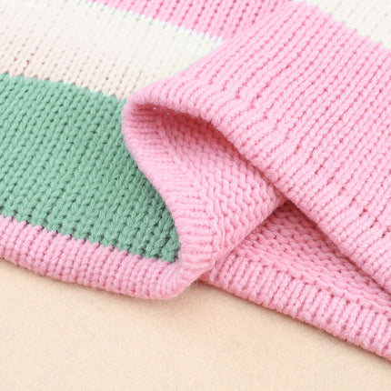 Color Block Round Neck Drop Shoulder Sweater