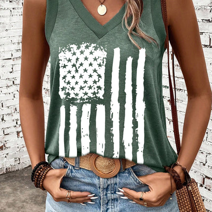 US Flag V-Neck Tank