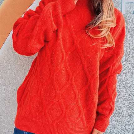 Diamond Round Neck Long Sleeve Sweater