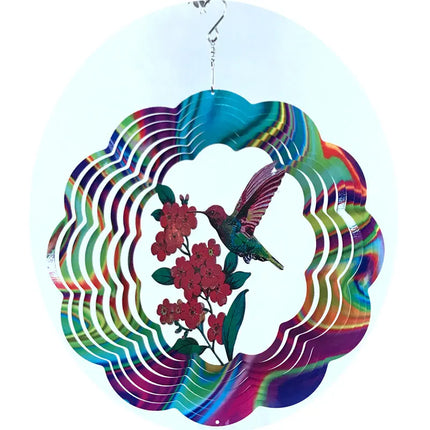 Birds And Flowers Stainless Steel 3D Rotating Wind Spinner Chime Mirror Metal Home Garden Decoration Outdoor Indoor Ornaments - Vickie Lynn's