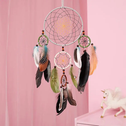 2023 New Dream catchers Retro 5 Ring Dream Catchers Home Decoration Indians Natural Stone Tree of Life Dreamcatcher Wall Hanging