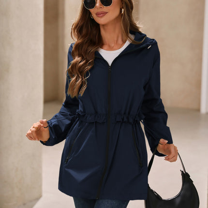 Outdoor Waterproof Long Sleeve Hooded Windbreaker